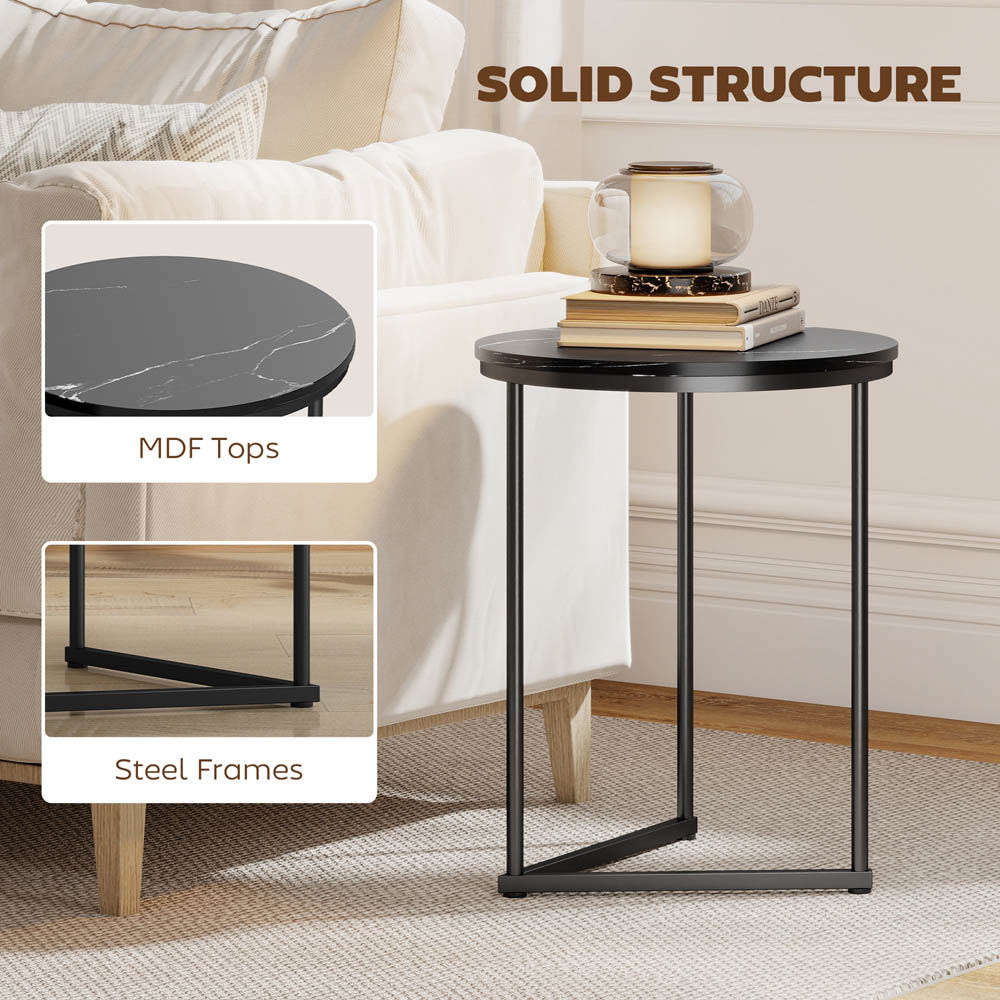 Portland Black Marble Effect Nest of Tables Set of 2 Image 6