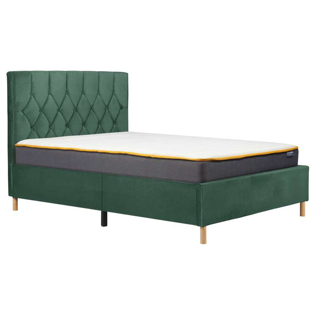 Loxley Double Green Fabric Bed Image 3