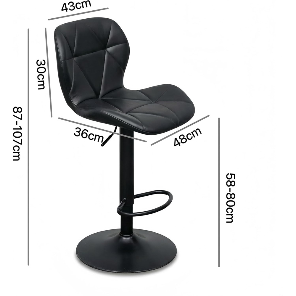 Alivio Black Faux Leather Height Adjustable Swivel Bar Stool Set of 2 Image 9