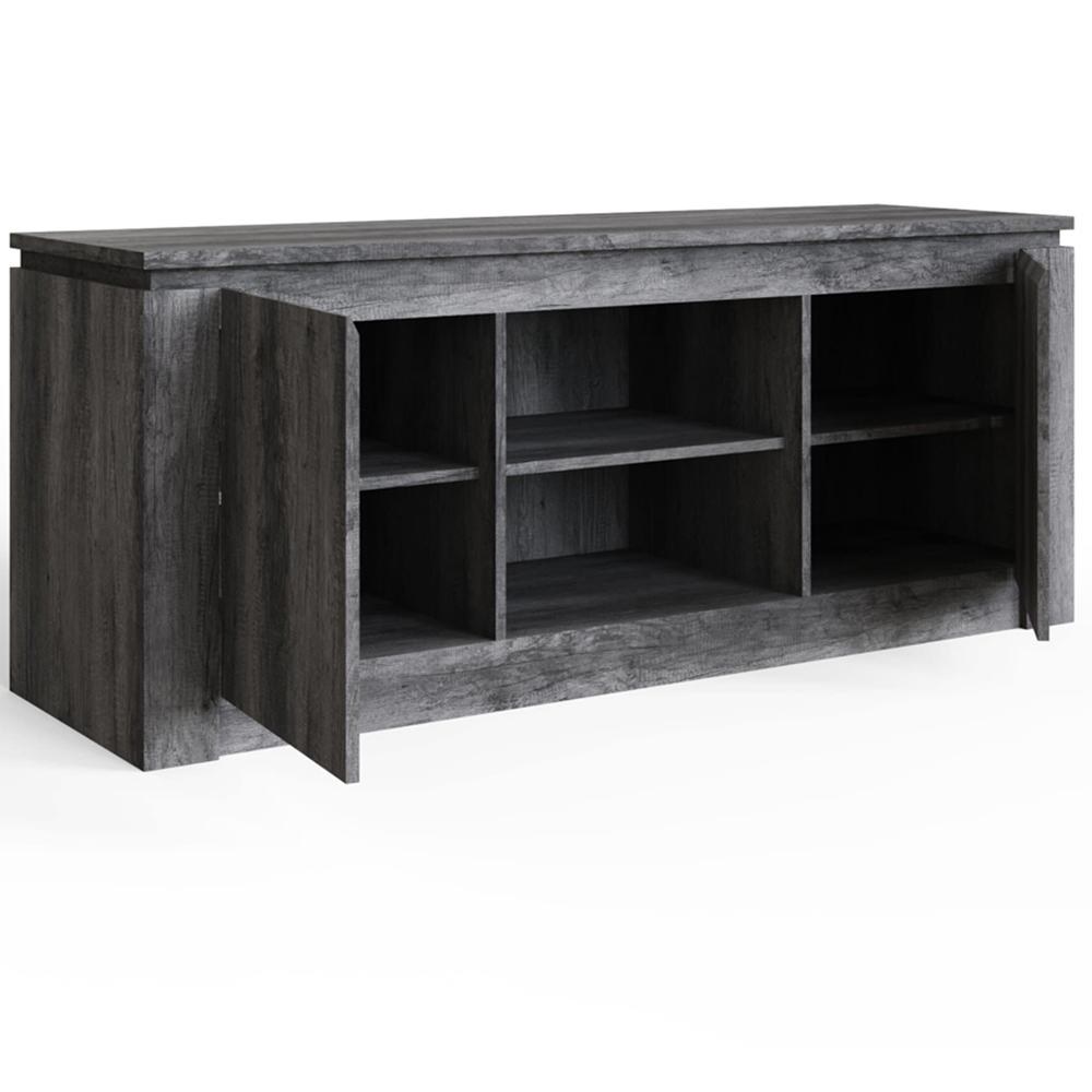 GFW Canyon 2 Door 2 Open Shelf Charcoal Grey Wide TV Unit Image 4