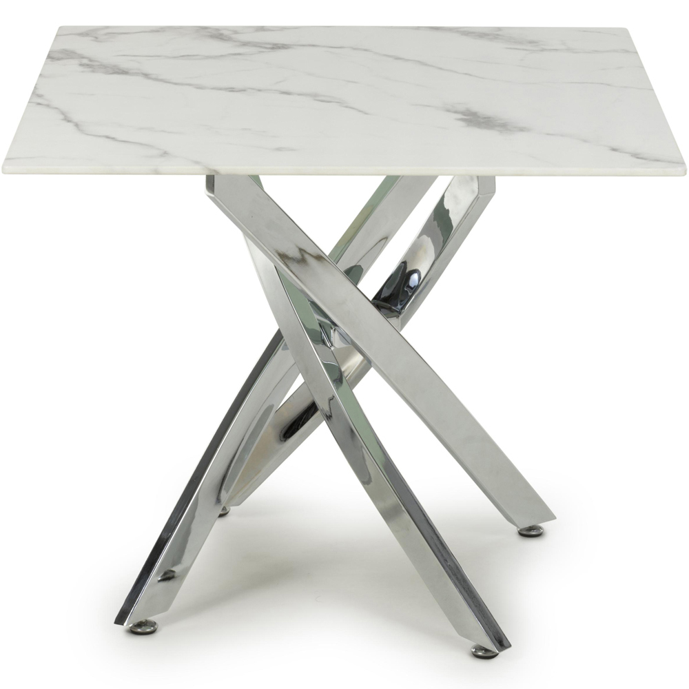wilko Monaco Chrome and White Marble Glass End Table Image 3