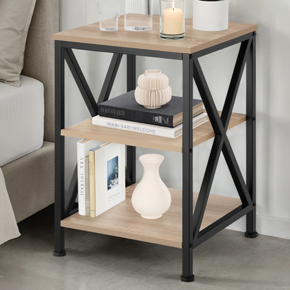 Tectake Nottingham 2 Shelf Sonoma Oak Bedside Table Image 1