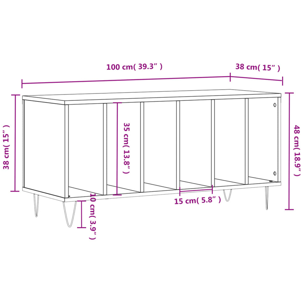 vidaXL 6 Shelf Sonoma Oak Record Cabinet Image 9