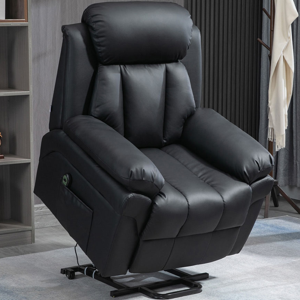 Portland Black PU Leather Lift Stand Recliner Chair with Remote