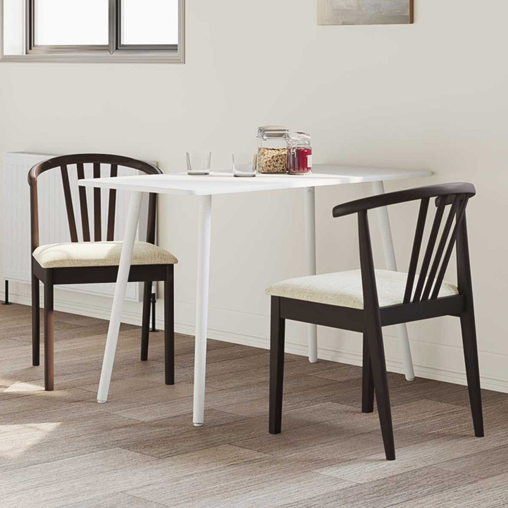 vidaXL Set of 2 Light Brown Rubberwood Vintage Dining Chairs Image 1