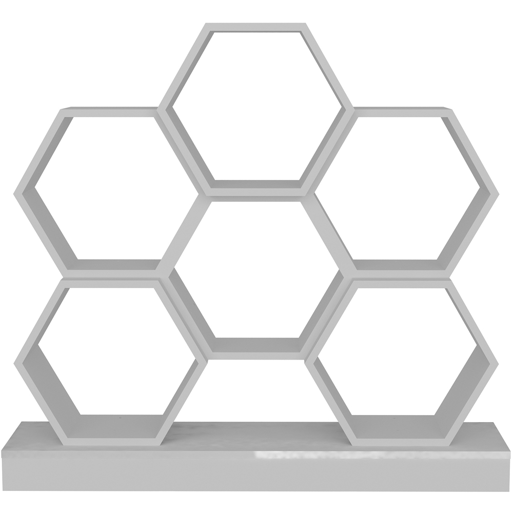 Decorotika Flower White Wide Hexagonal Bookcase Image 2