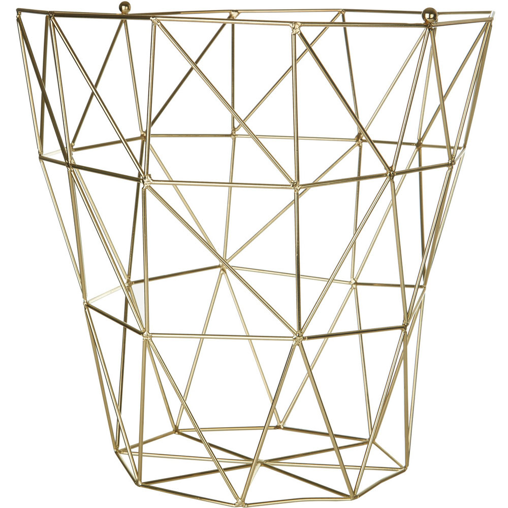 Premier Housewares Vertex Gold Finish Tall Storage Basket Image 1
