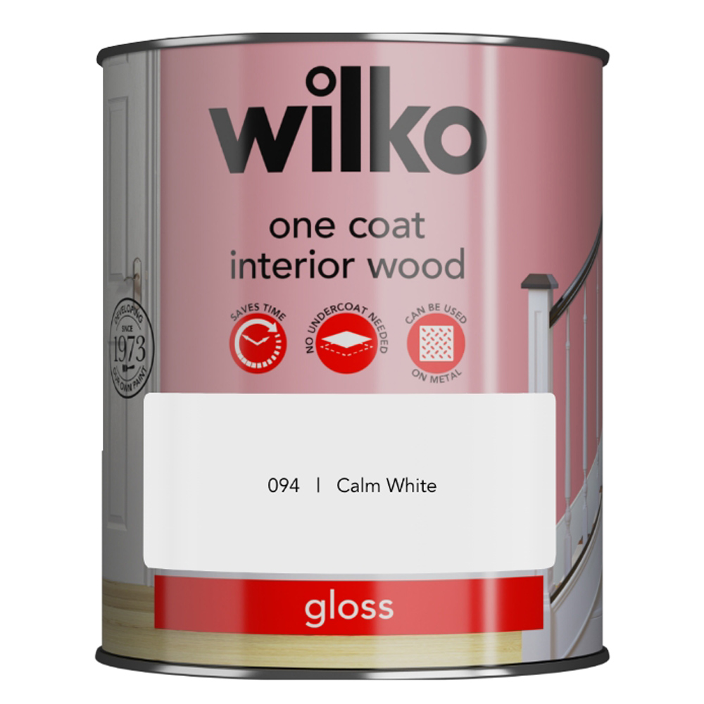 Wilko One Coat Interior Wood Calm White Gloss Paint 750ml Image 2