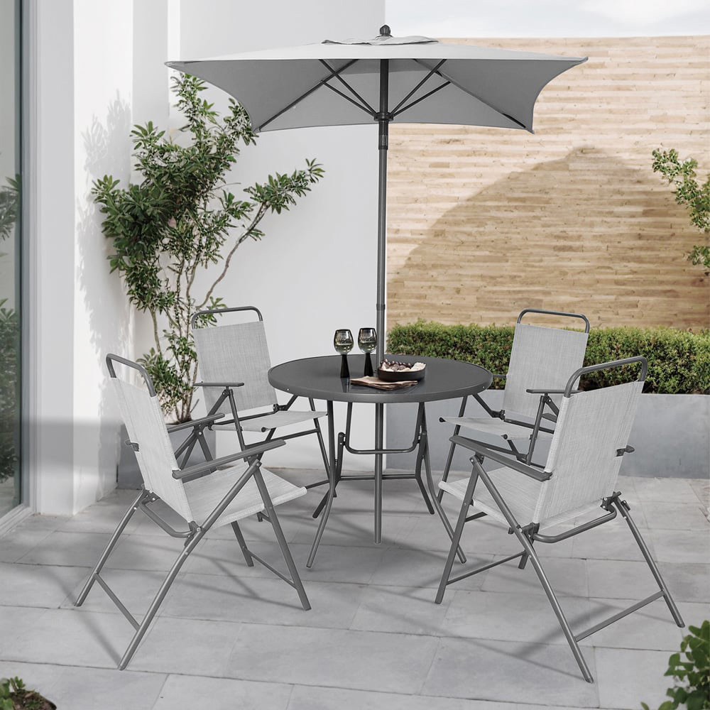 Malay Outdoor Essentials Safina 4 Seater Foldable Patio Dining Set Sage Image 8