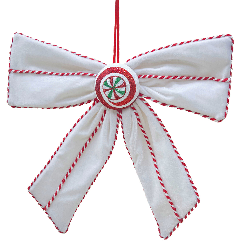 Candy Cane Lane Red and White Sweet Bow Christmas Ornaments Image 3