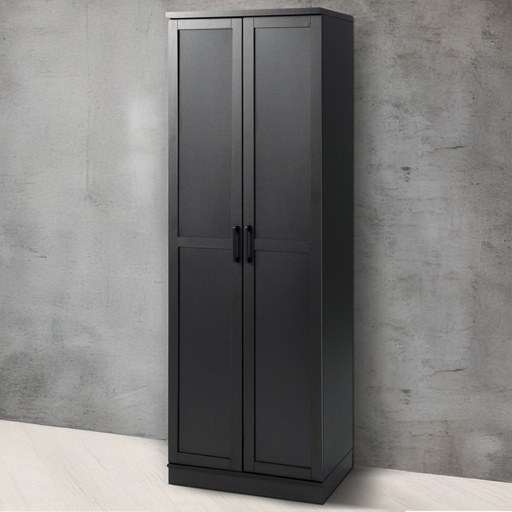 Costway 2 Door Black Wooden Storage Cabinet Image 1