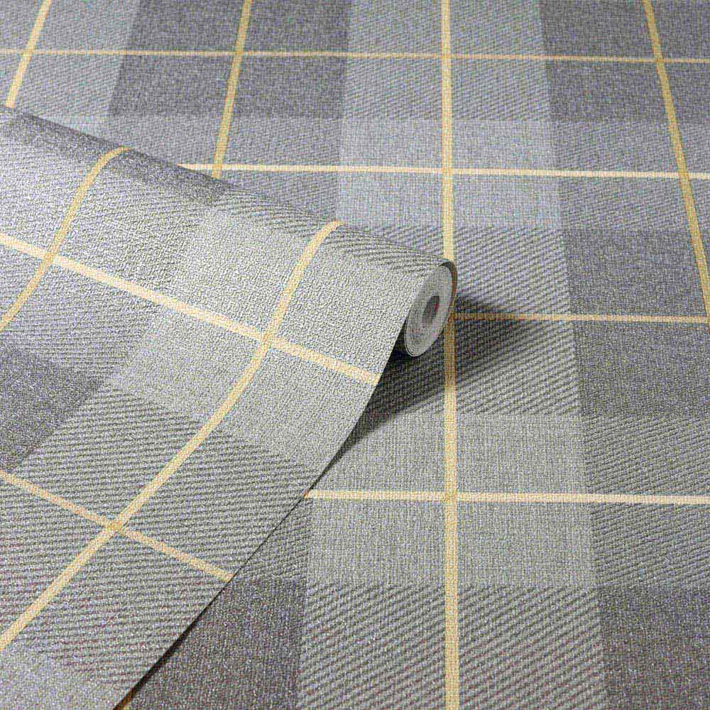 Arthouse Heritage Tartan Ochre and Grey Wallpaper Image 2