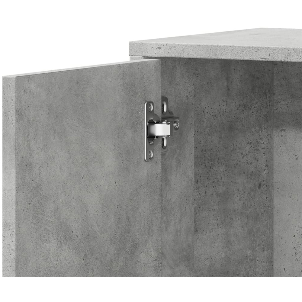vidaXL Single Door 3 Drawer Concrete Grey Wooden Sideboard Set of 2 Image 6