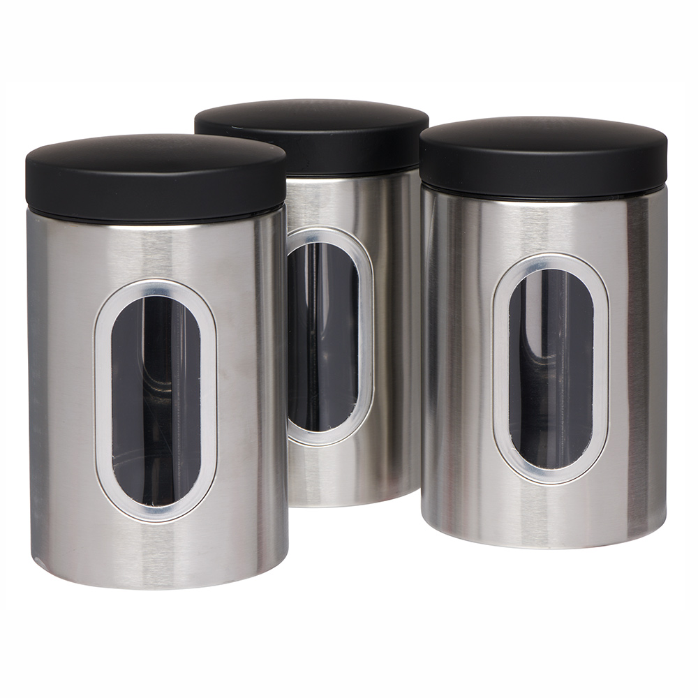Wilko Set of 3 Stainless Steel Storage Canisters Image 3