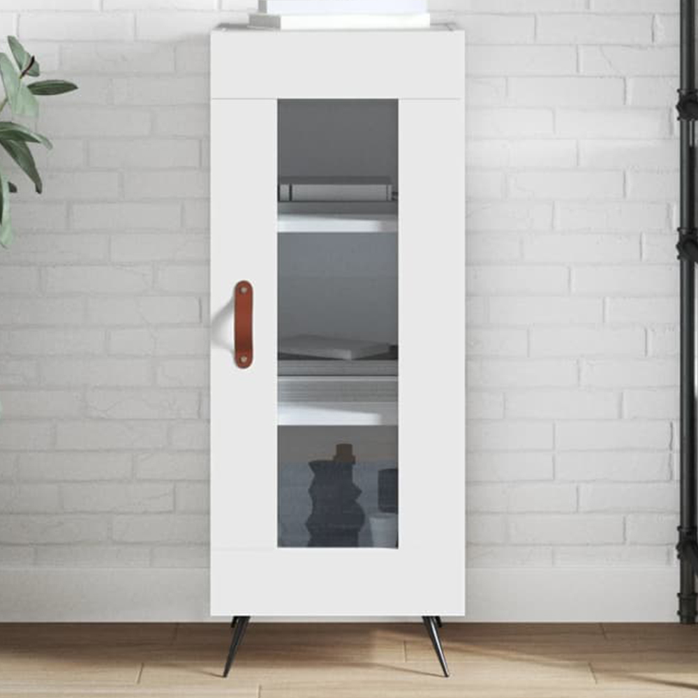 vidaXL Single Glass Door White Sideboard Image 1
