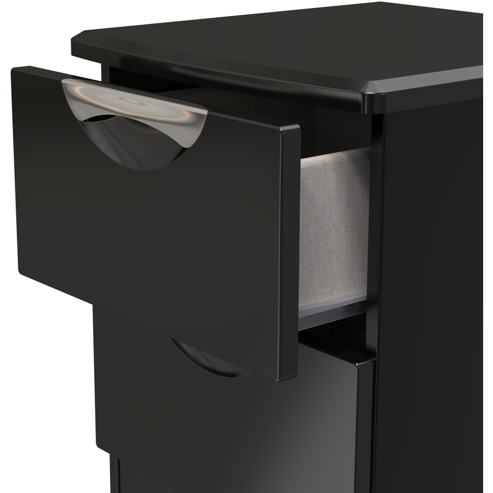 Crowndale Camden 2 Drawer Black Gloss and Black Compact Bedside Cabinet Ready Assembled Image 5