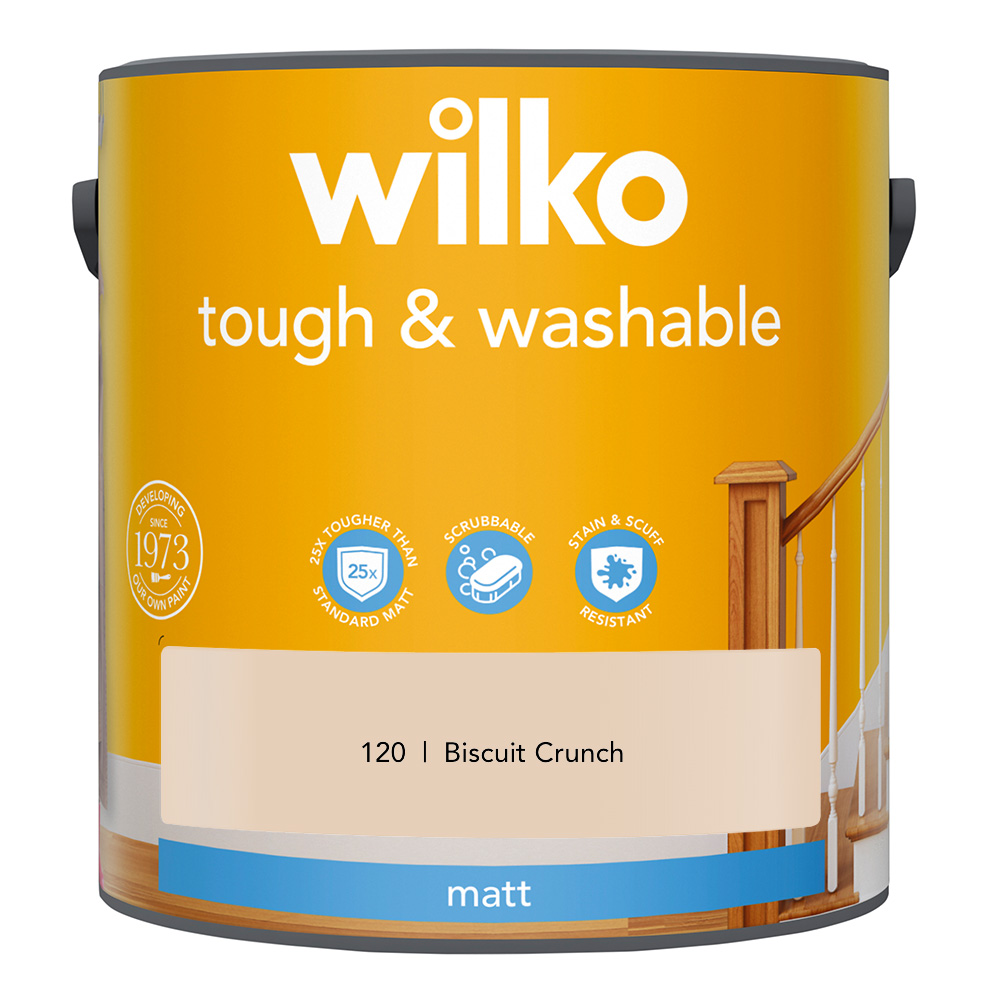Wilko Tough & Washable Biscuit Crunch Matt Emulsion Paint 2.5L Image 2