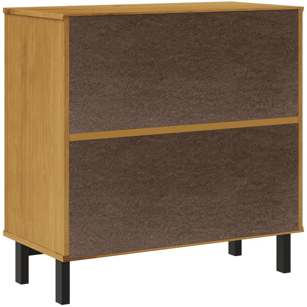 vidaXL Flam 2 Drawer Single Open Shelf Brown Solid Wood Pine Storage Cabinet Image 7