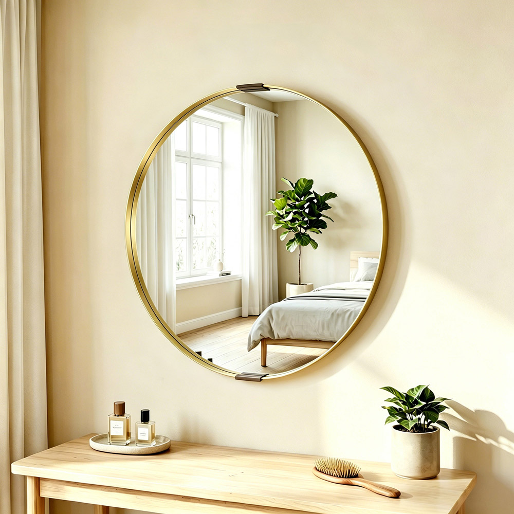 HOMCOM Gold Wall Mounted Bathroom Mirror 61cm Image 4