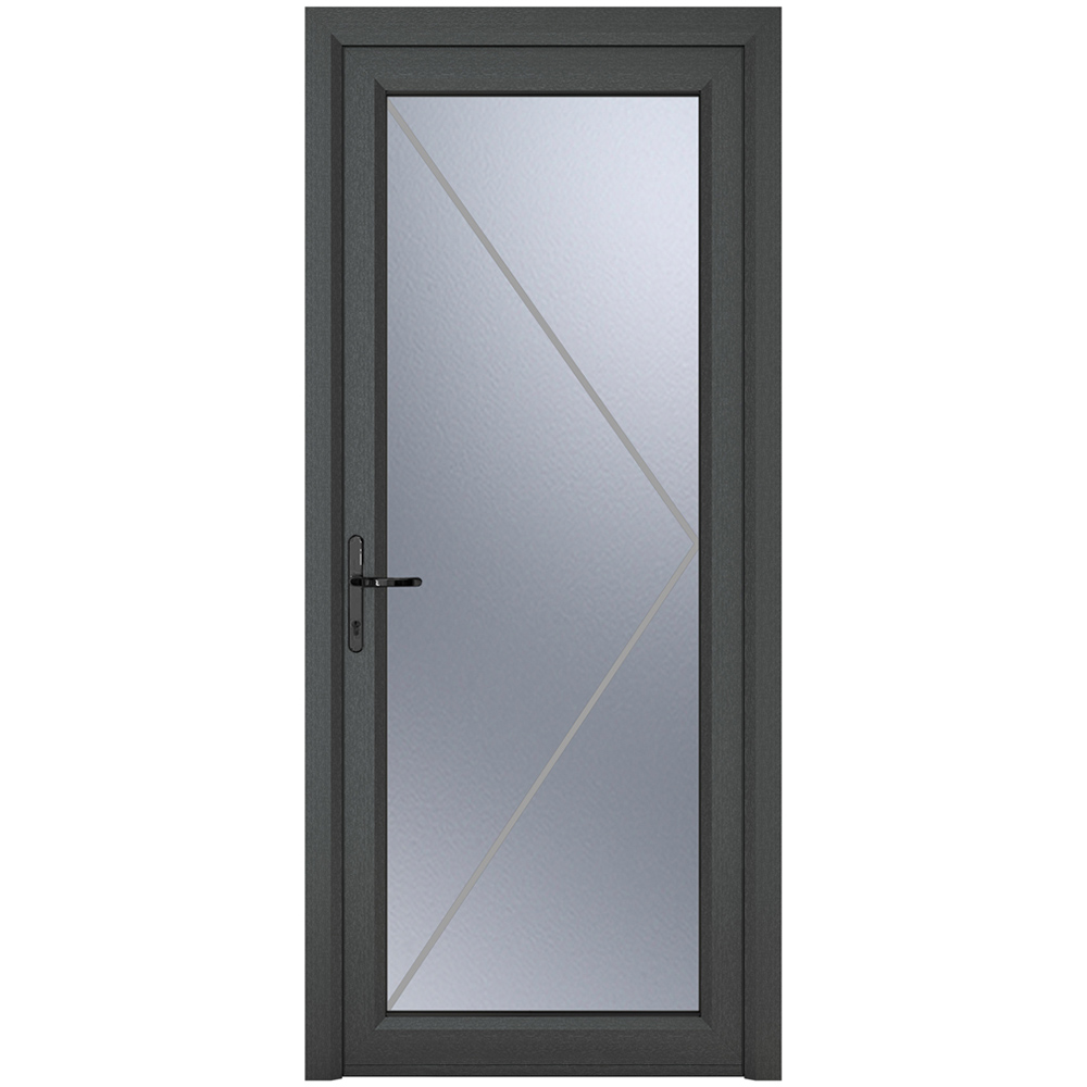 Crystal uPVC Triple Glazed Door Full Glass Right hand Grey White Obscure Glass 920x2090mm Image 2