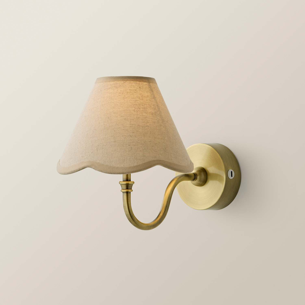 ValueLights Lowe Natural Scallop Flower Shade Gold Rechargeable Wall Light with Bulb Image 3