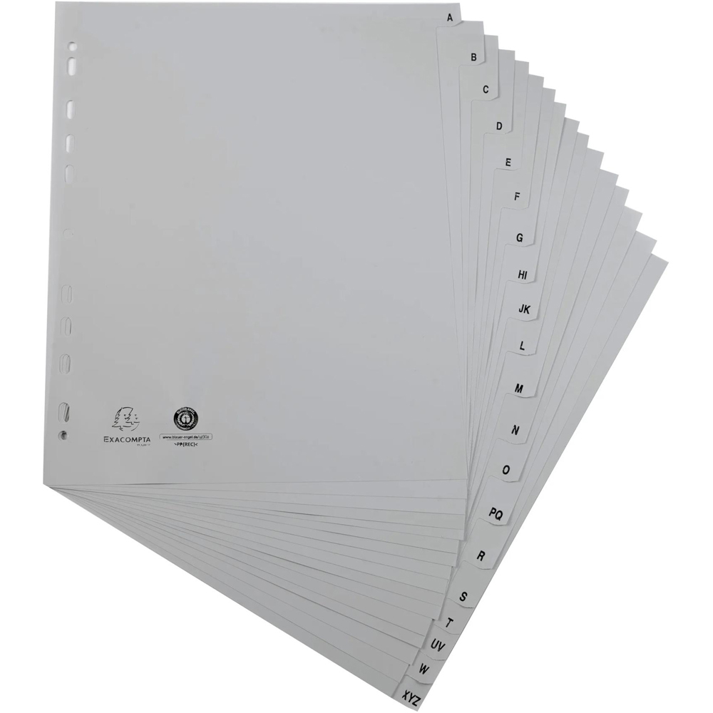 Exacompta A4 Maxi Grey Recycled Polypropylene A-Z Divider 10 Pack Image 2