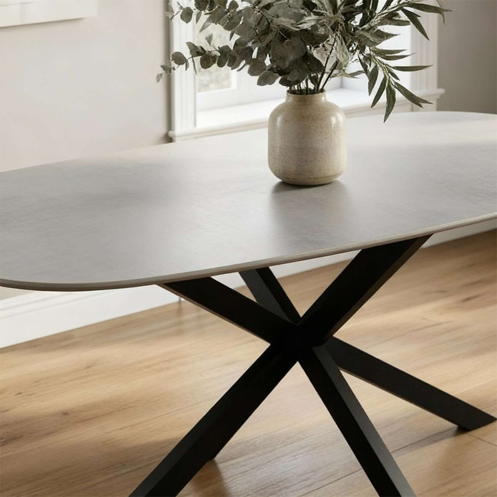Home Source Sigma 4 Seater Oval Dining Table Grey Image 5