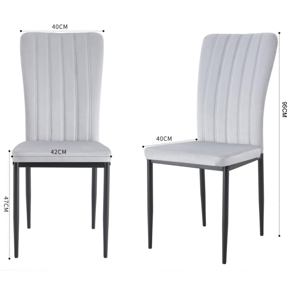 wilko Elle Set of 6 Blue Velvet Effect Plush Padded Upholstered Dining Chair Image 9