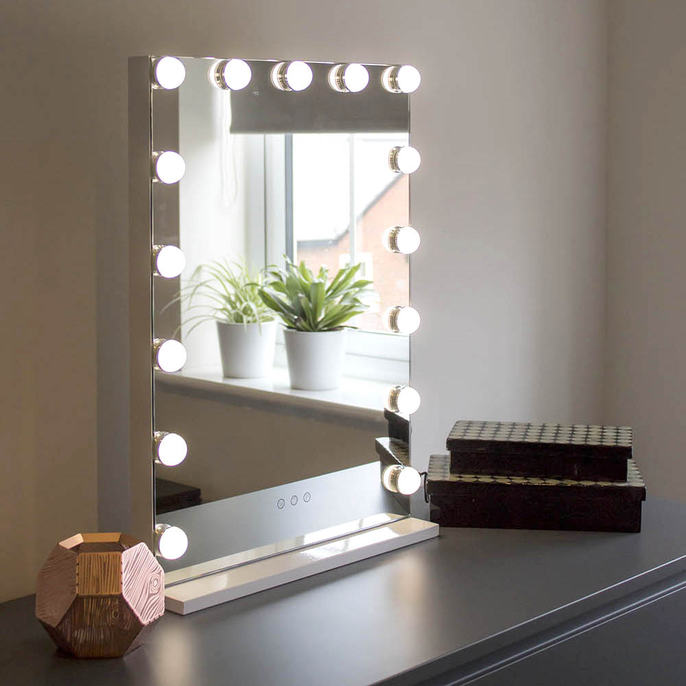 Jack Stonehouse White Madeline Hollywood Vanity Mirror with 15 LED Bulbs Image 2