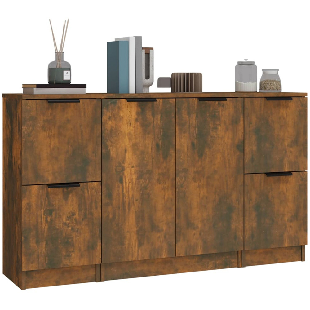 vidaXL 6 Door Smoked Oak Sideboard Set of 3 Image 4