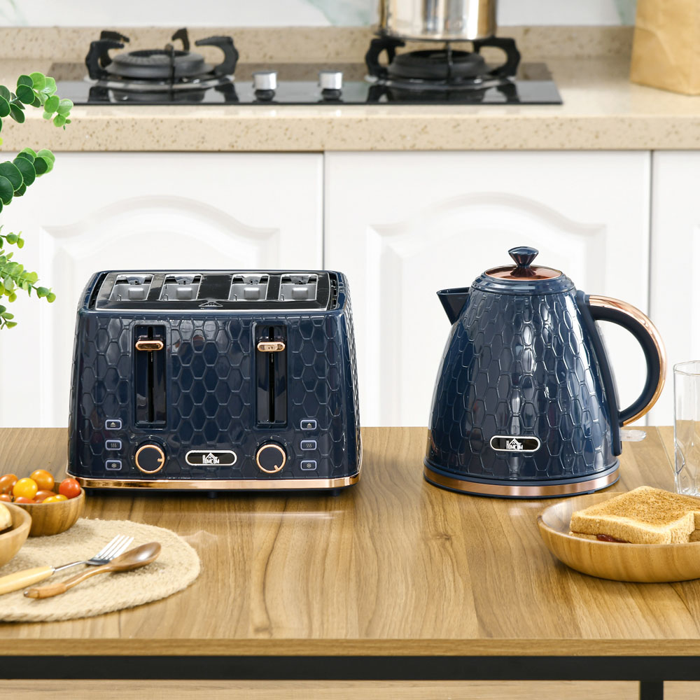 HOMCOM Blue 800-180V70BU 1.7L Kettle and 4 Slice Toaster Set Image 7