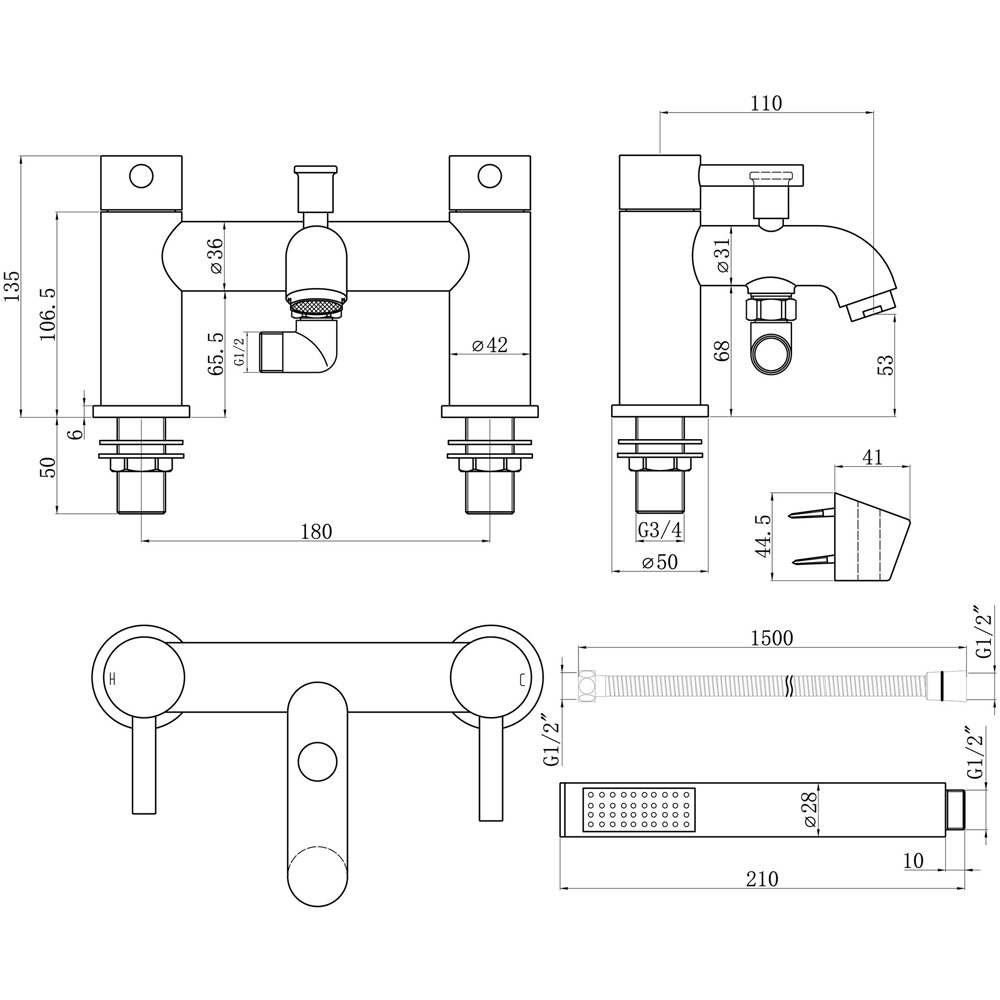 Bathstore Newton Chrome Bath Shower Mixer Kit Image 3