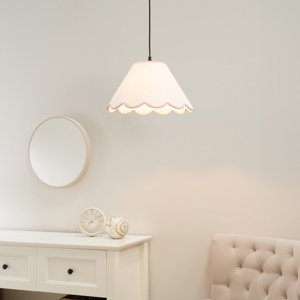 ValueLights Florie Tapered Natural and Pink Scallop Lamp Shade Small  Image 2