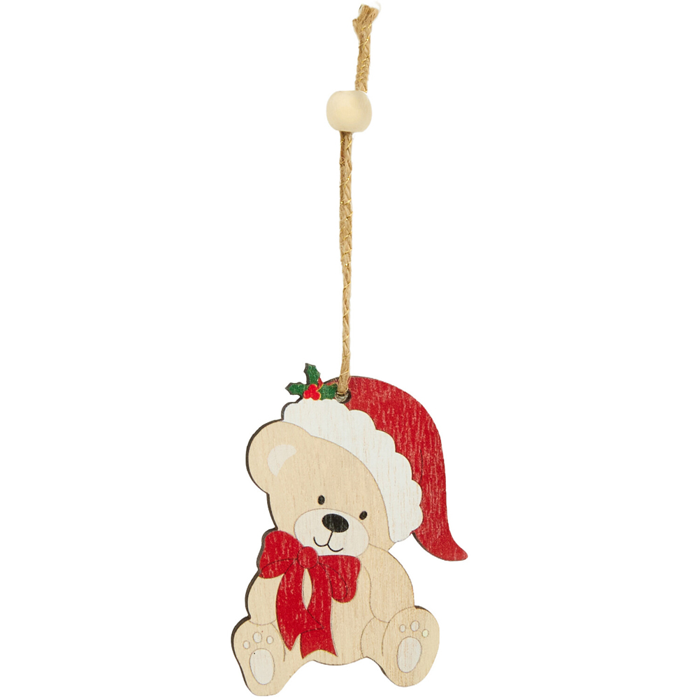 Set of 12 Wooden Bear Decorations Image 3