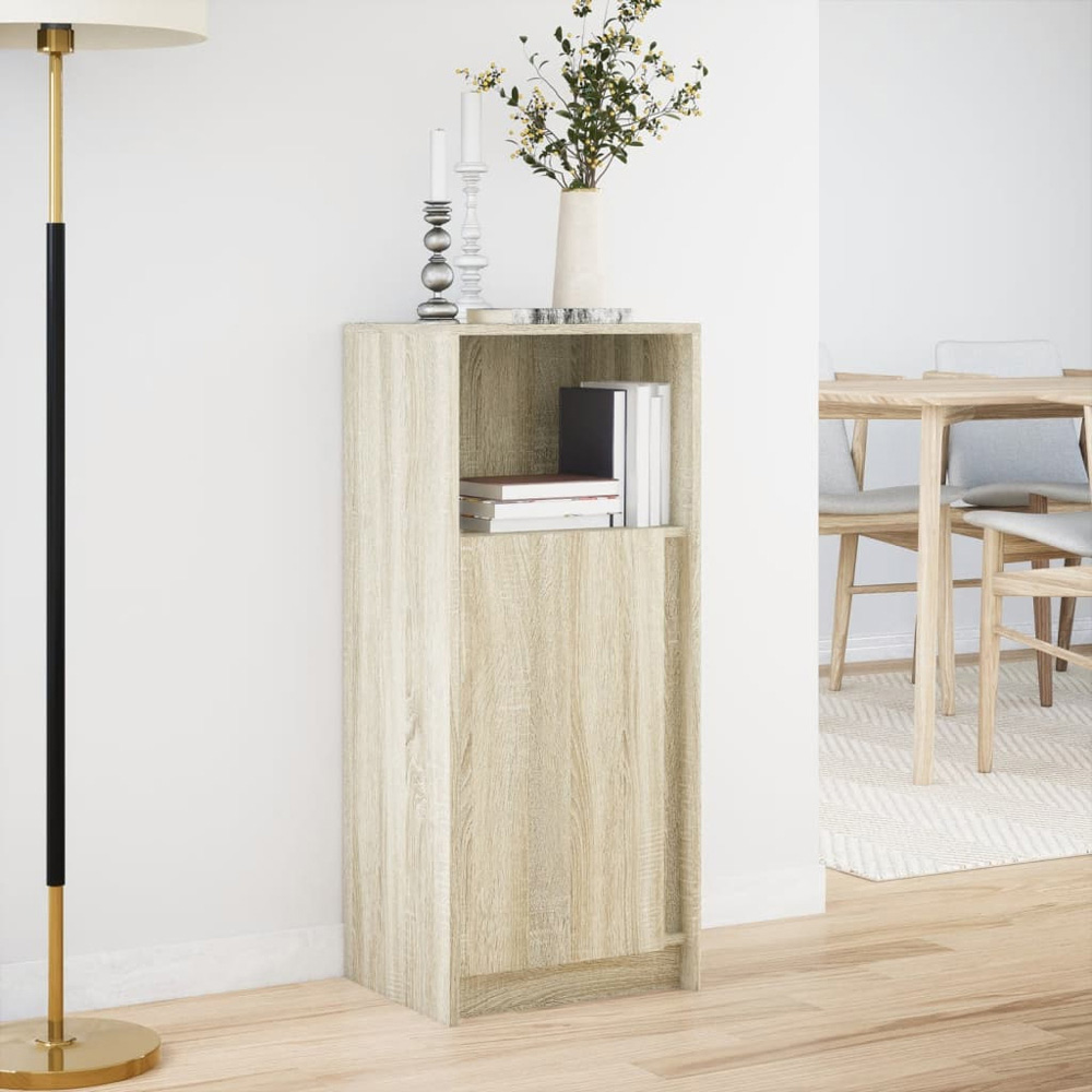 vidaXL Single Door Single Shelf Sonoma Oak Sideboard with RGB LED Lights Image 4