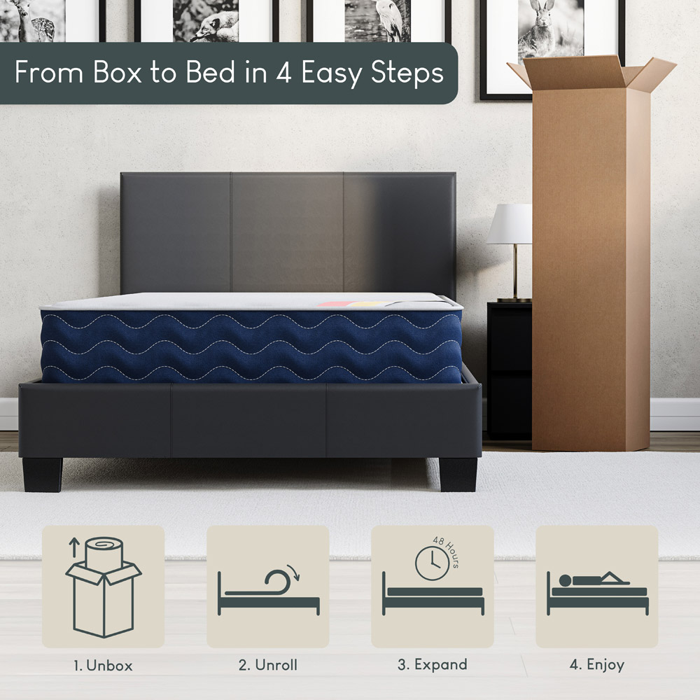 VIDA DESIGNS Lisbon Single Brown Faux Leather Ottoman Bed with Gel Memory Foam Mattress Image 7