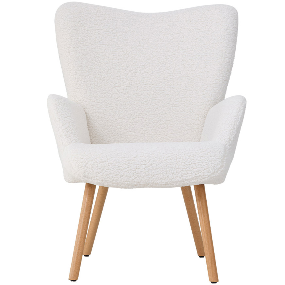 Living and Home White Sherpa Fleece Upholstered Leisure Chair Image 2
