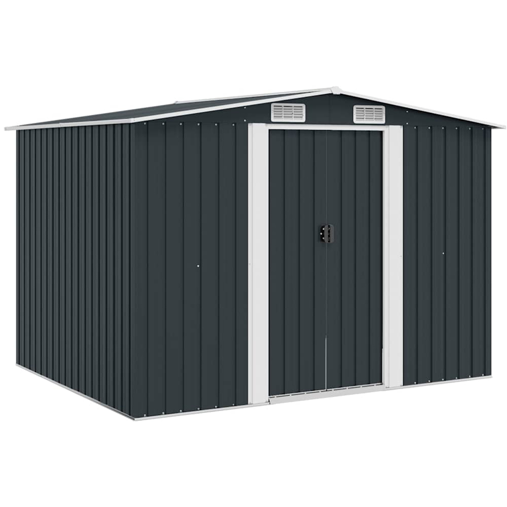 vidaXL 8.4 x 6.7ft Anthracite Galvanised Steel Garden Shed Image 1