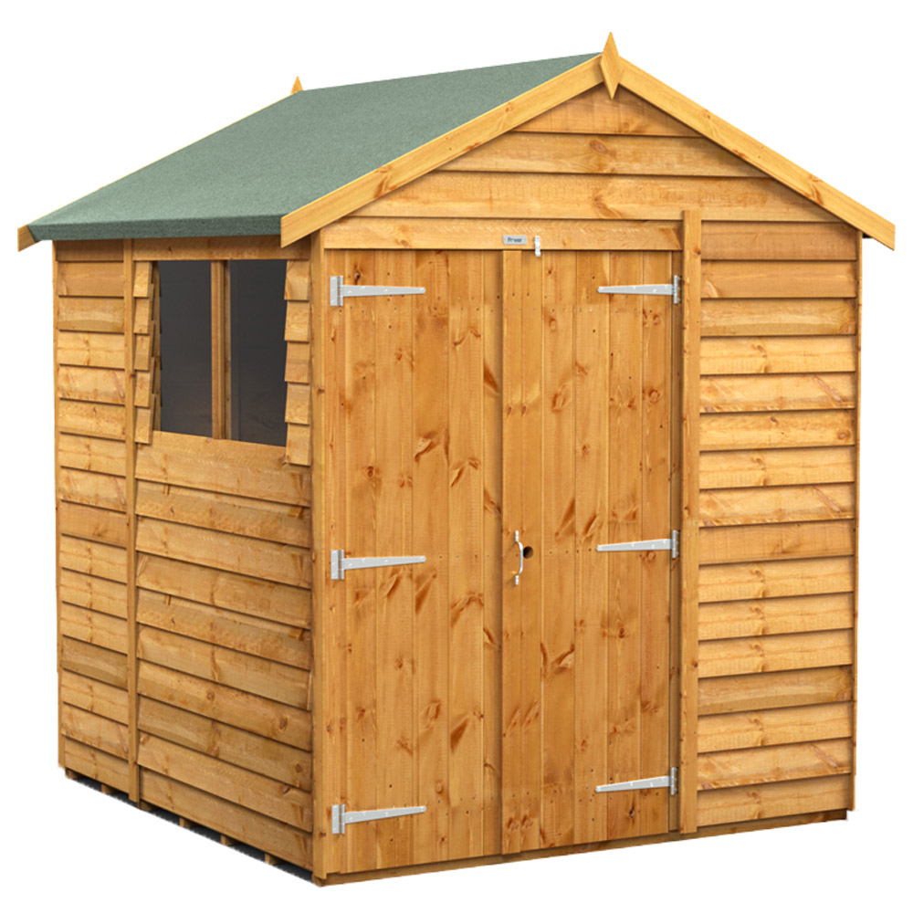 Power Sheds 6 x 6ft Double Door Overlap Apex Wooden Shed with Window Image 1