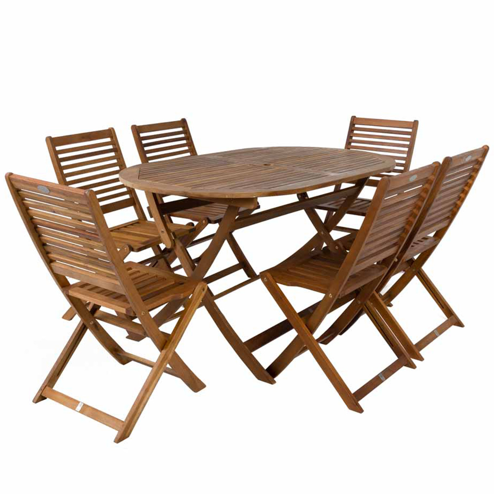 Charles Bentley FSC Acacia 6 Seater Oval Dining Set Image 2