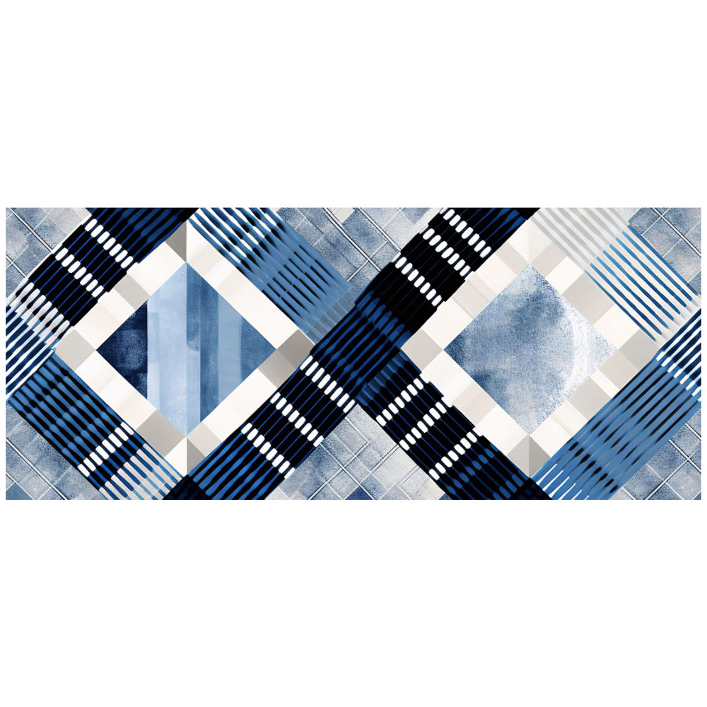 Warren Reed Designer Checkered Square Black and Blue Glass Bathroom Splashback 25 x 60cm Image 2