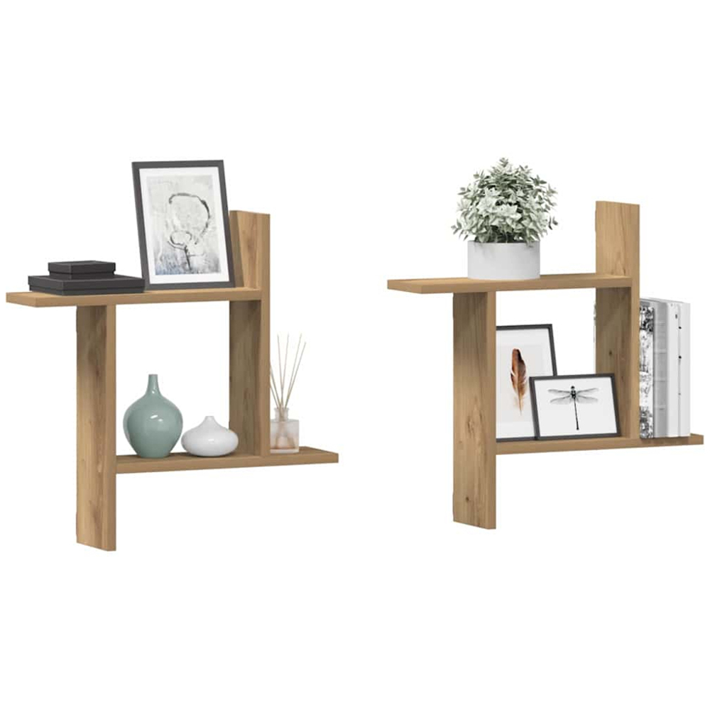 vidaXL 50 x 12 x 50cm Set of 2 Artisan Oak Wall Shelf Image 3