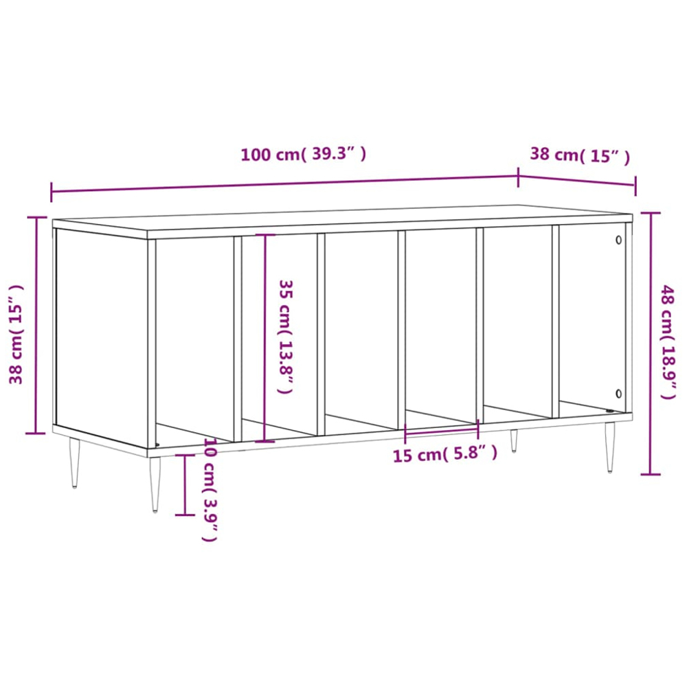 vidaXL 6 Shelf White Record Cabinet Image 9