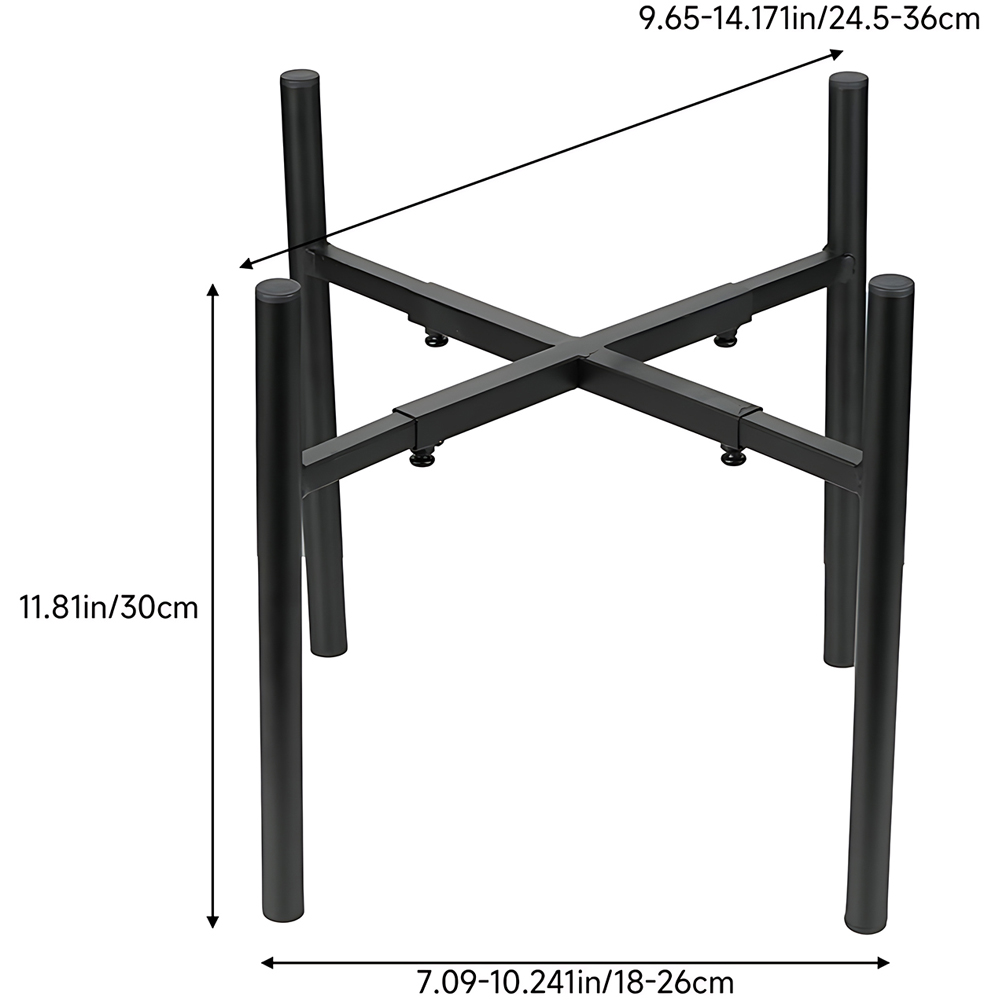Living and Home Black Height Adjustable Metal Plant Stand 18-26cm Image 8