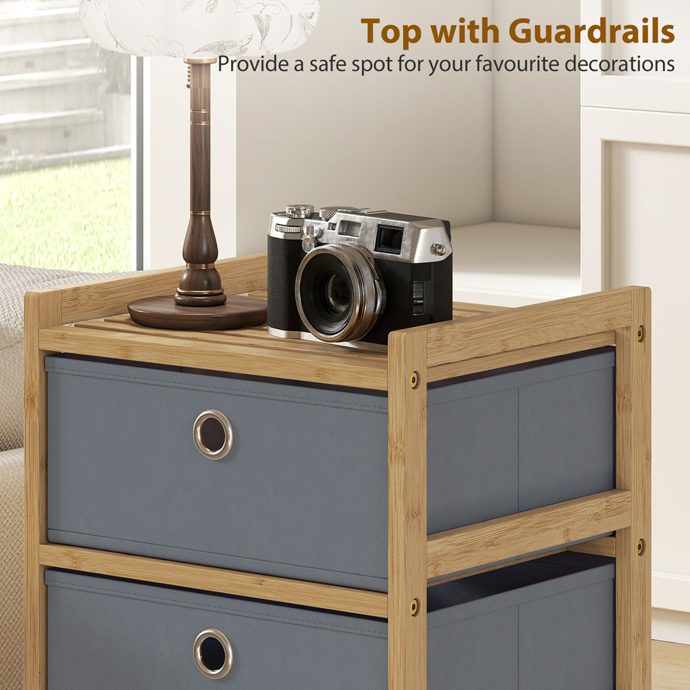 Portland 5 Fabric Drawer Light Grey Bamboo Frame Chest of Drawers Image 8