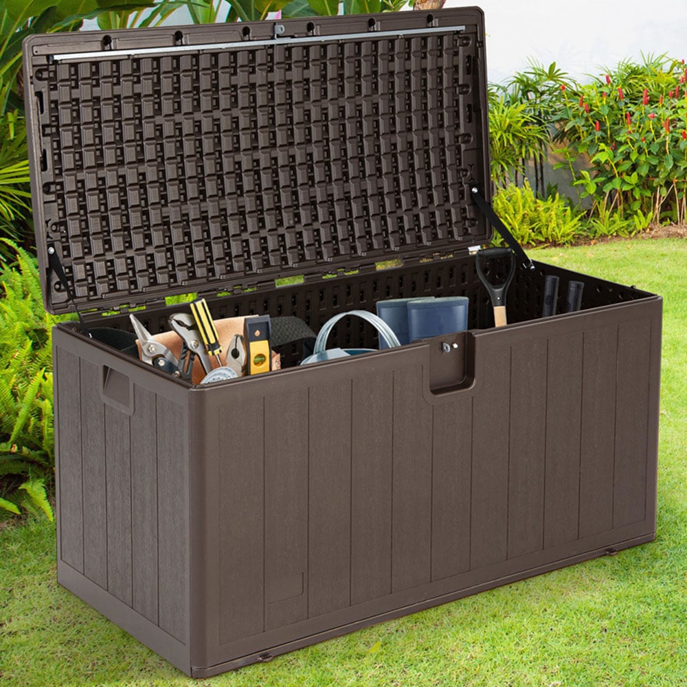 Costway 400L Outdoor Storage Deck Box with Lockable Cover Image 2