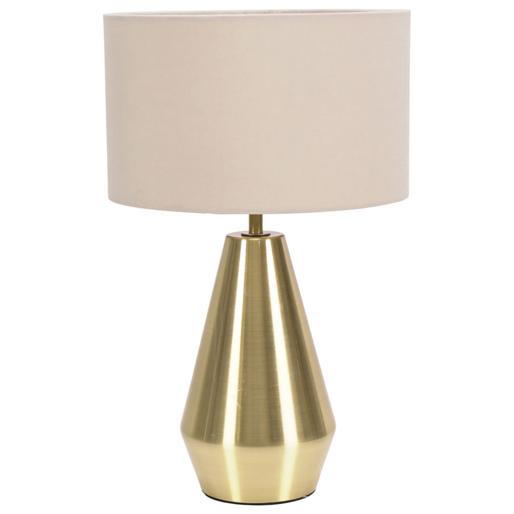 ValueLights Jax Natural Shade Antique Brass Touch LED Table Lamp Image 1