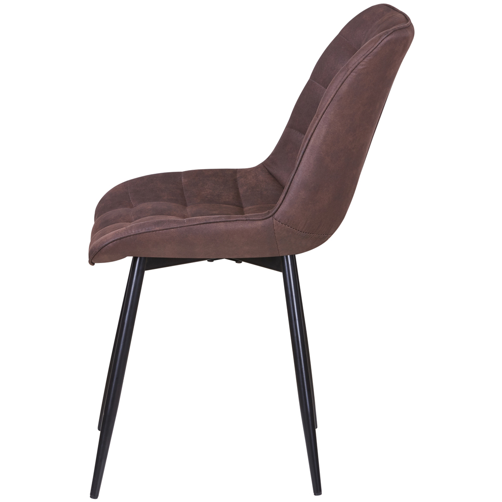 Alba Set of 2 Brown Suede Effect Plush Padded Dining Chairs Image 4
