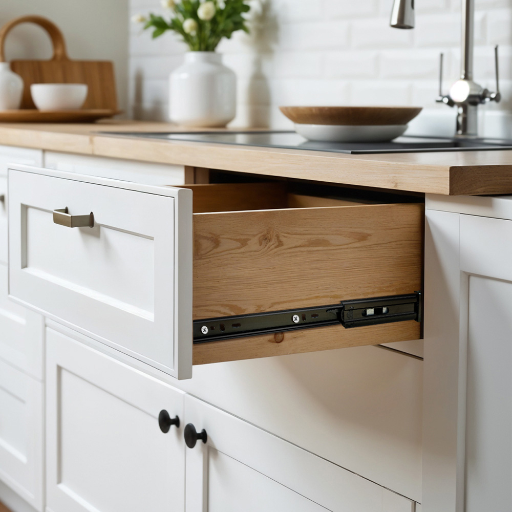 Living and Home Single Pair 3 Fold Black High Load Full Extension Ball Bearing Drawer Slide 12inch Image 7