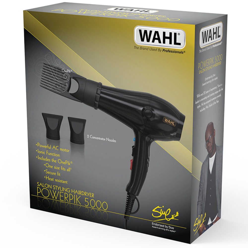 Wahl Powerpik 5000 Ionic Tourmaline Grille Hair Dryer with Pik Attachment and 2 Concentrator Image 2